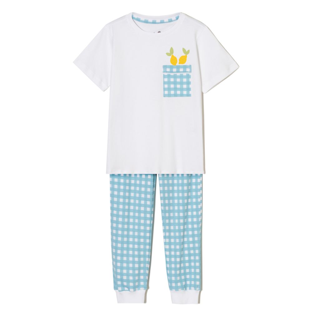 Pijama Infantil Algodão Pima Mulberry Vichy Azul