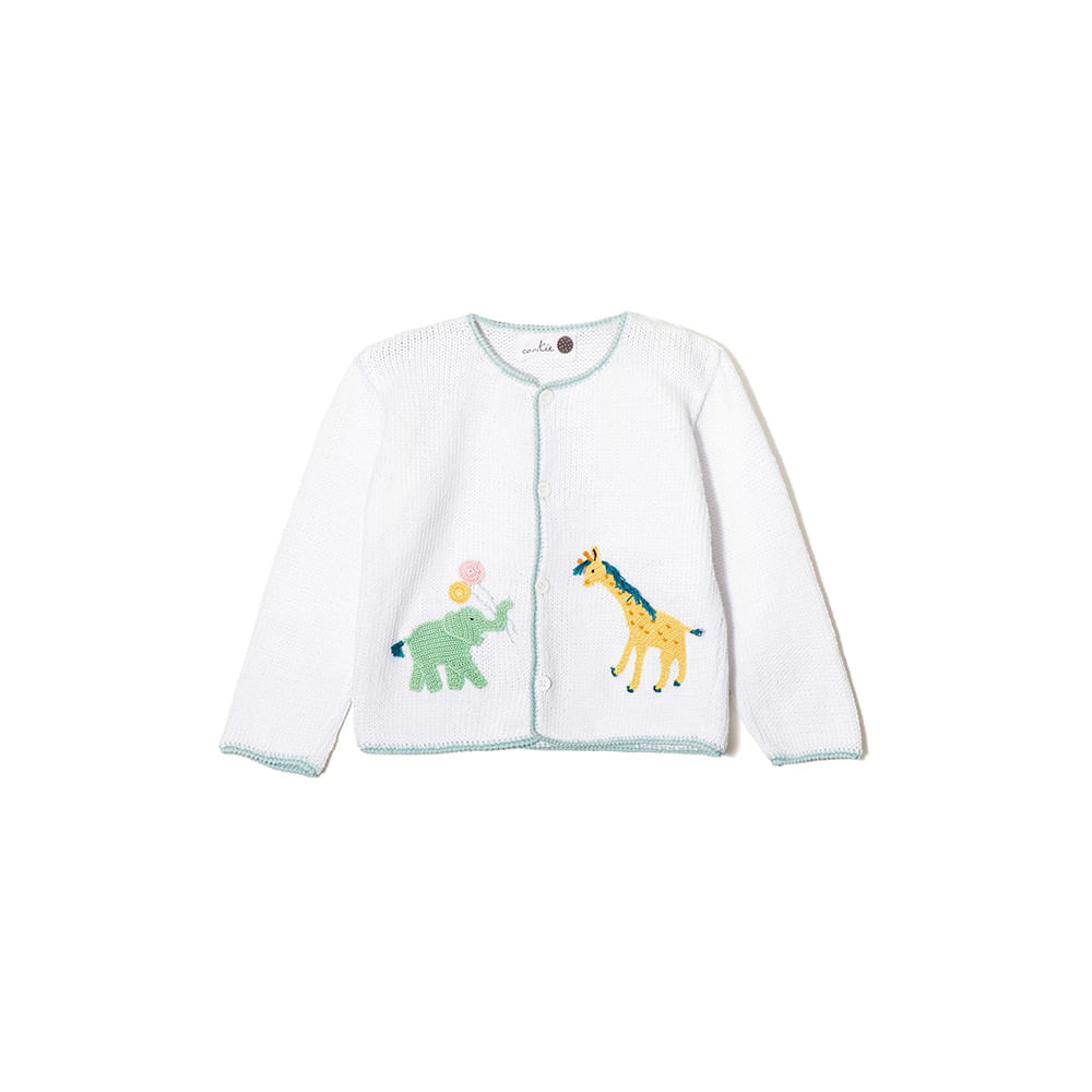 Cardigan Infantil tricot Safari Branco