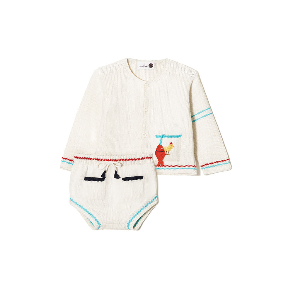 Cardigan Infantil tricot  Cannes Off White
