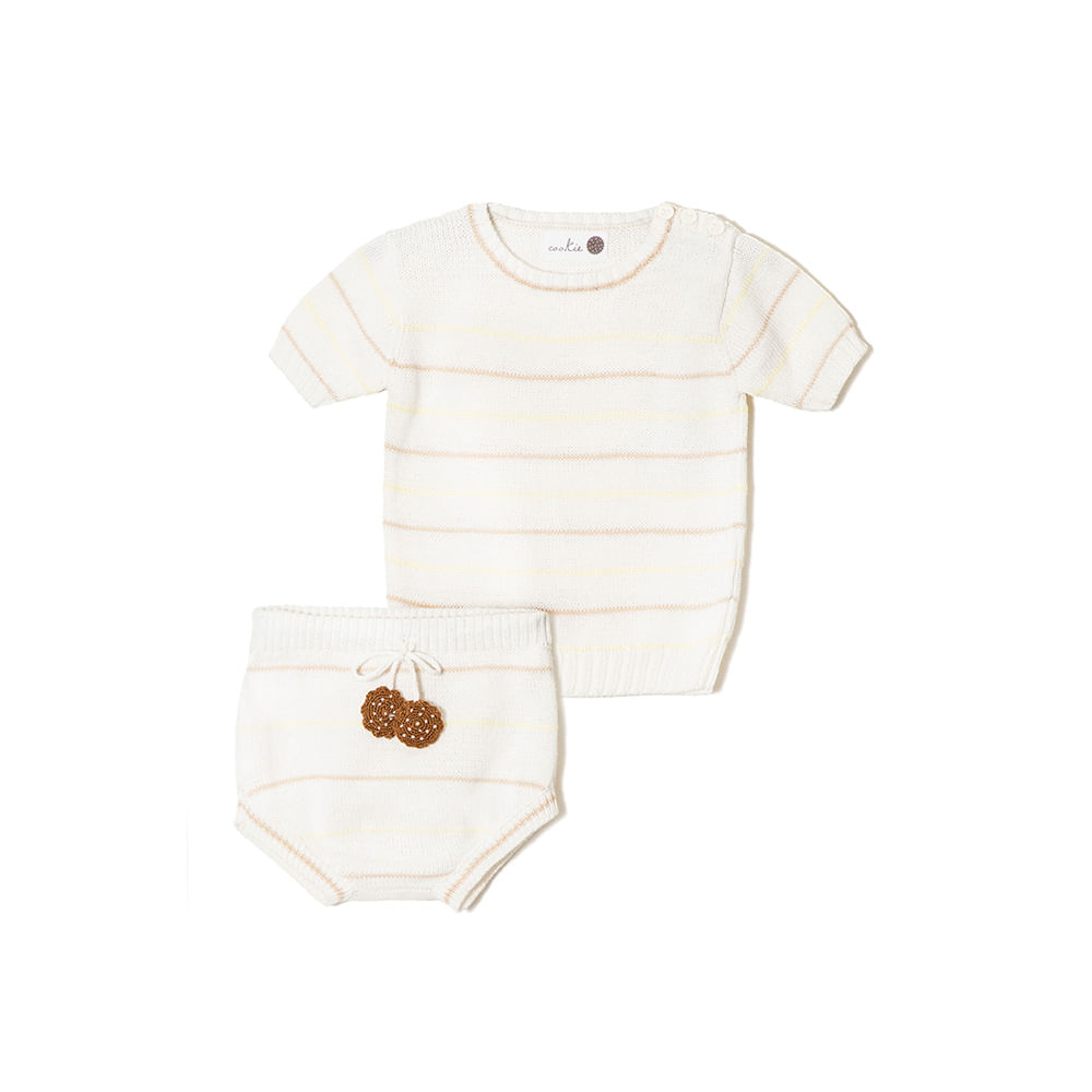 Conjunto Infantil tricot Stripes Off White