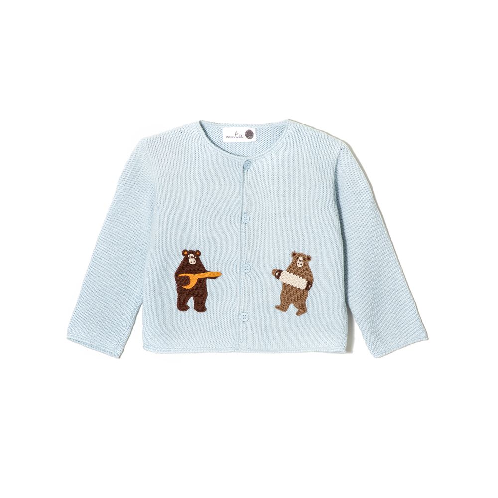 Cardigan Bebê de tricot Ursos Azul