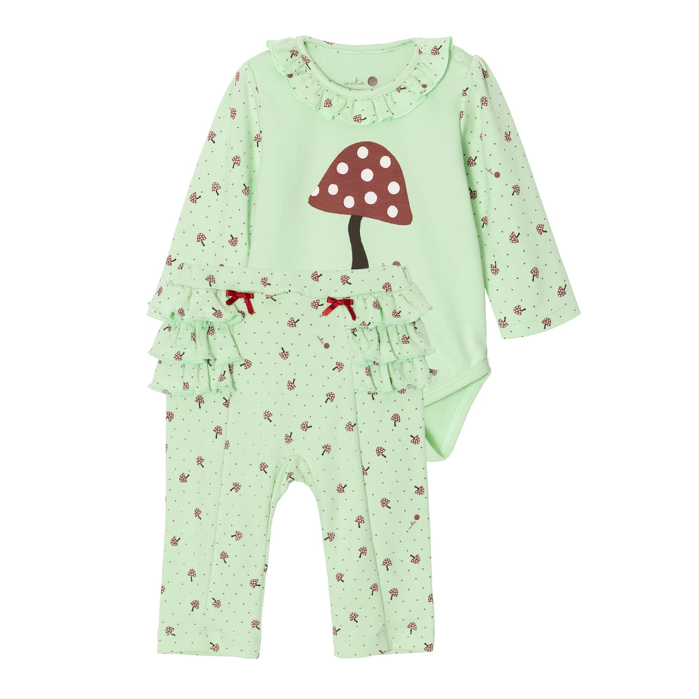 Pijama Bebê Algodão Pima Princess Mushroom